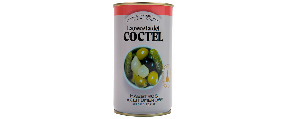 Imagen con un bote de aceitunas. maestros aceituneros, aceitunas, olivas, encurtidos, quiero, delicatessen, villena, alicante