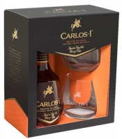 Estuche Brandy Carlos I + Vasos, 70 cl