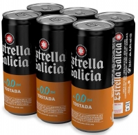 Pack 6 Botes Cerveza Estrella de Galicia 0,0 Tostada